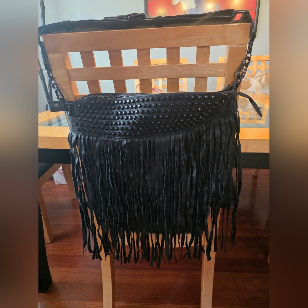 Ash Black Fringe Shoulder Bag Zero Stains Or Scratches Smoke Free Home
